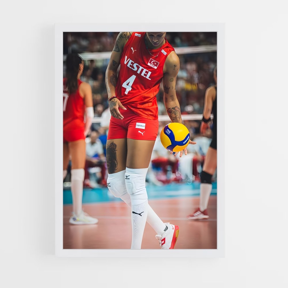 Poster Volley en Rouge et Blanc – affiche Volleyball (vue 3)